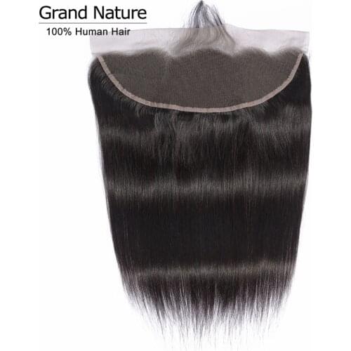Grand nature 13x4 HD Lace frontal closure Brazilian preplucked straight human Hair extensions Swiss Lace Remy 10-24inch