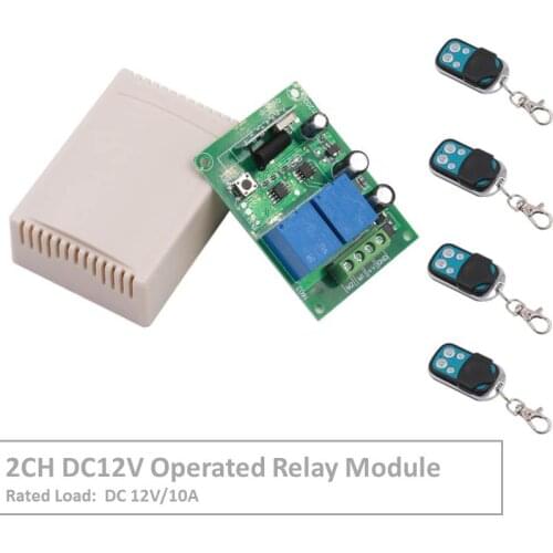 RF Switch Remote Control DC 12V 2 Gang Relay Receiver and 1527 learning code Transmitter For LED Light Electric Device Control