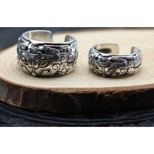 Real 925 Sterling Silver Personality Fetro Style Beast Feastful Men And Women Ring For Exquisite Jewelry Souvenir
