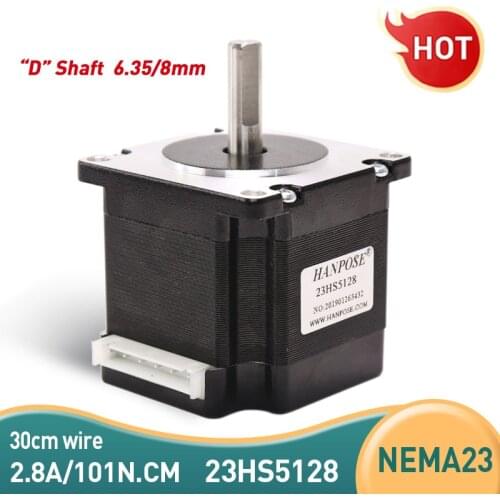 Stepper motor NEMA 23 51mm 2.8A 4-wire 101N.cm 23HS5128 NEMA23 black motor for robot and CNC Laser Grind Foam Plasma Cut