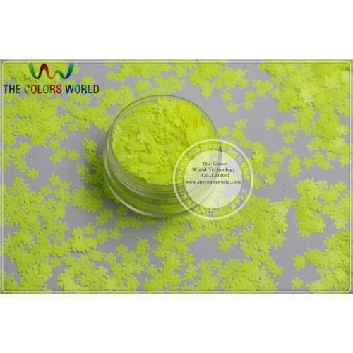 CN-0 Solvent Resistant Neon Yellow Color Four-leaf Clover Shape Glitter for Nail Polish and DIY decoration 1Pack =50g