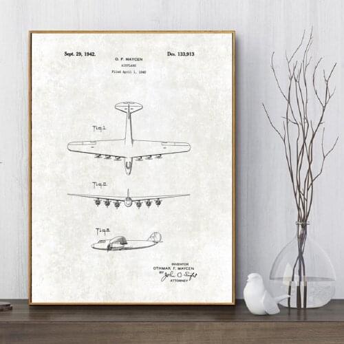 Vintage Sailboat Patent Posters Wall Art Canvas Paintings Home Decorative Plane Steering Wheel Patent Art Print Pictures Posters