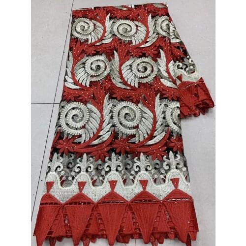 High Quality African Guipure Lace Fabric 5 Yards Swiss Lace Material 2021 Nigerian Embroidery Tulle Lace With Stones For Partty
