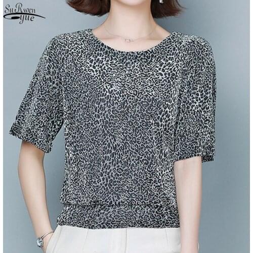 Elegant Shiny Sequin Women Shirts Blouses New Summer Short Sleeve Shirt Tops Plus Size Loose Solid Shine Female Blouse Top 9197