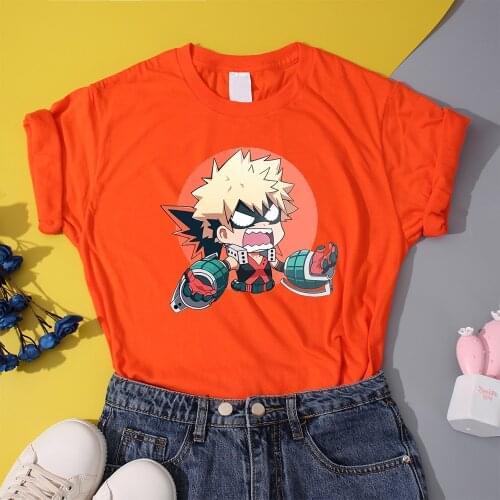 Women My Hero Academia T Shirt 2021 Summer Cartoon Tee Funny Kaminari Denki Clothing Harajuku Japan Manga T-shirt Female Tops