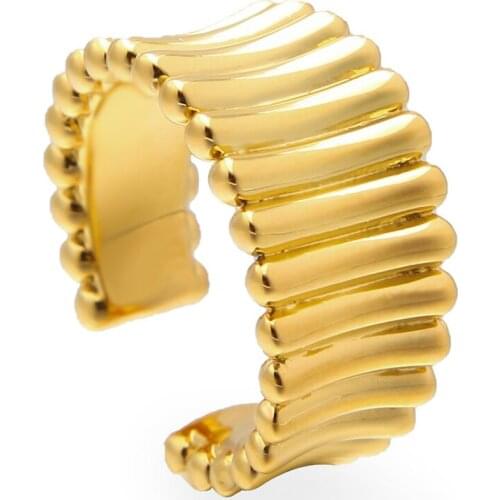 VAROLE Art Curved Minimalist Finger Rings For Women Gold Color Finger Ring Anillos Mujer Fashion Jewelry Accessories Gifts