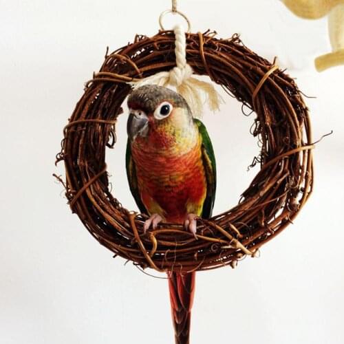 1Pcs 15cm Vine Swing Hanging Climbing Chews Bite Cage Rattan Ring Parrot Pet Bird Toy Bird cage accessories Pet Decor Supplies