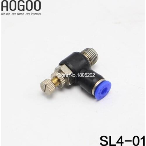 10Pcs/Lot Tube 4mm Thread 1/8 Pneumatic throttle valve Fitting SL series pneumatically Quick Connector exhaust valve SL4-01