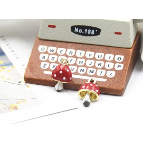 10pc/bag Alloy Mushroom Charms for Necklace Design Focal Bead Charm DIY Jewelry Supplies Red Fungus Pendant Charms Mushroom WF28