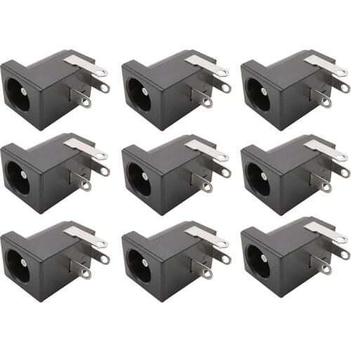 200 pcs 5.5x2.1mm Barrel-Type PCB Holder DC-005 Power Supply Jack Socket Female Mount Connector DC-005 2.1 mm X 5.5 mm Black