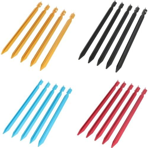 5pcs 9inch Aluminum Tent Stakes Pegs, Triangle Shape Ground Nails, Outdoor Camping Accessories, Color Optional