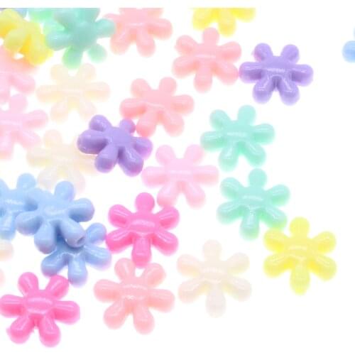 CHONGAI 50Pcs Flowers Mixed Candy Color Acrylic Beaded DIY Accessories Beads For Jewelry Bracelets Making 10mm