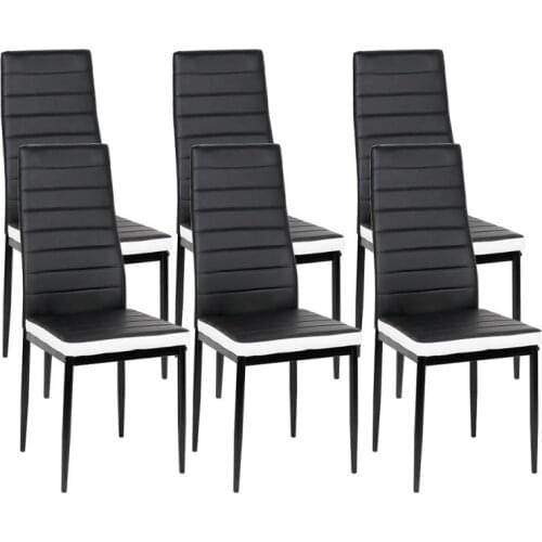6pcs Horizontal Dining Chair Cafe Lounge Chair Stainless Steel Chair Legs Soft Sponge Nordic Style Modern Leather Chair HWC