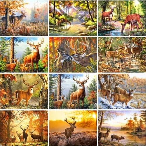 Moose diamond painting deers animals mosaic art picture landscape embroidery cross stitch rhinestones picture puzzle wall decor