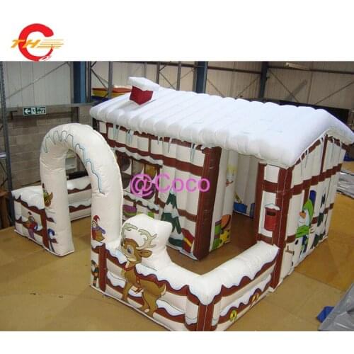Free air ship to door!6x4m Christmas advetising inflatable christmas house Santa grotto tent, Christmas backyard booth