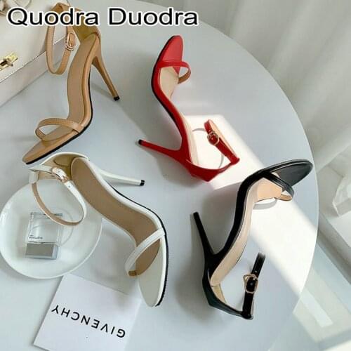 Sandals new Women Shoes Stiletto summer Fashion shoe gladiator chunky Female Thin High Heels Concise solid PU Plus Size 33-48 46