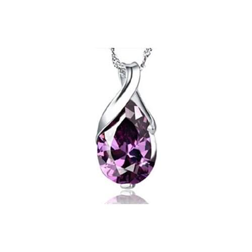Brazil natural amethyst teardrop pendant necklace copper-nickel alloy angel pendant jewelry women free shipping