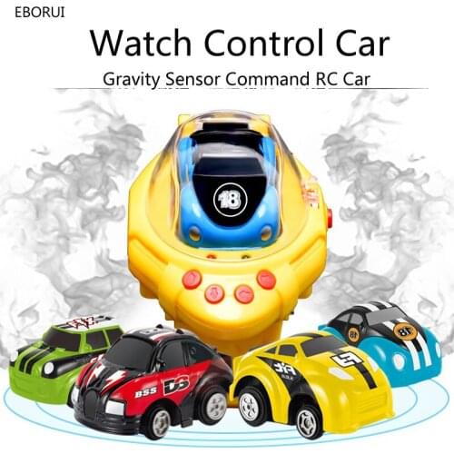 EBORUI Watch Control Car QS008 2.4GHz 4 Channels Mini RC Car Nano Power-Sensing Watch Gravity Sensor Command Watch Car Toy RTR