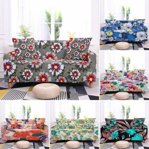 Floral Pattern Sofa Cover Elastic Couch Cover Armchair Case For Living Room L shape Sofa 1/2/3/4-Seater Dustproof Protector