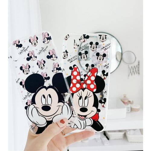 Mickey Mouse Mobile Phone Case Disney Minnie Transparent TPU Phone Cover Cute Cartoon Apple Shell for Iphone 6 7 8 11 Pro Xs Xr
