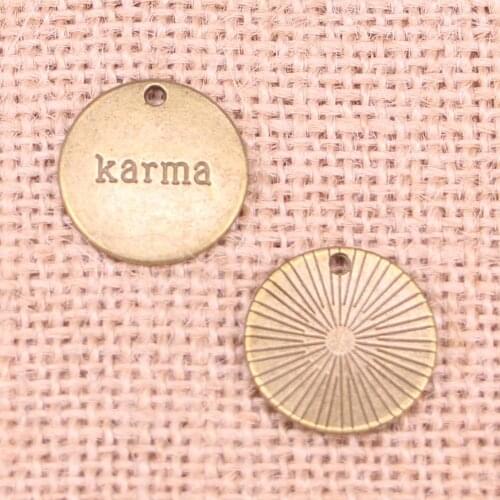 40pcs Charms plates karma 20mm Antique Pendants,Vintage Bronze Jewelry,DIY for bracelet necklace