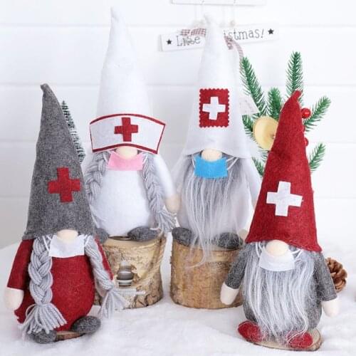 Doctor Nurse Santa Swedish Gnome Santa Doll Plush Toy Christmas Ornaments Holiday Home Party Decoration