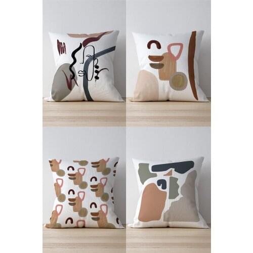 Double Side Printed Pearl Portrait Pattern 4'Lü Suede Pillow Decorate Case Good Quality Stylish Home Garden Room Kitchen Gift Convenient Decorative Modern