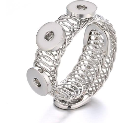 New Simple Beauty 2 Colors metal snap Bangles bracelets Bangles fit DIY 18MM snap buttons beautiful Flexible bangles SG0151