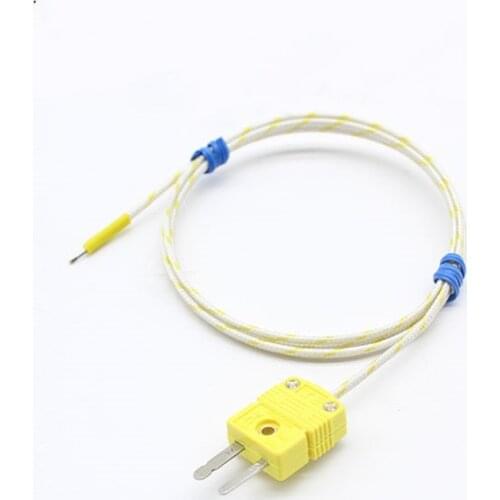 K Type HH-K-24-SLE High Temperature Resistance 704℃ THERMO-COUPLE WIRE Fiberglass Thermocouple Wire+Plug Custom Thermo-junction