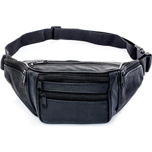 Unisex Leather Waist Bag Casual Fanny Pack Portable Zipper Chest Purse Casual Travel Male Bum Belt Bags
