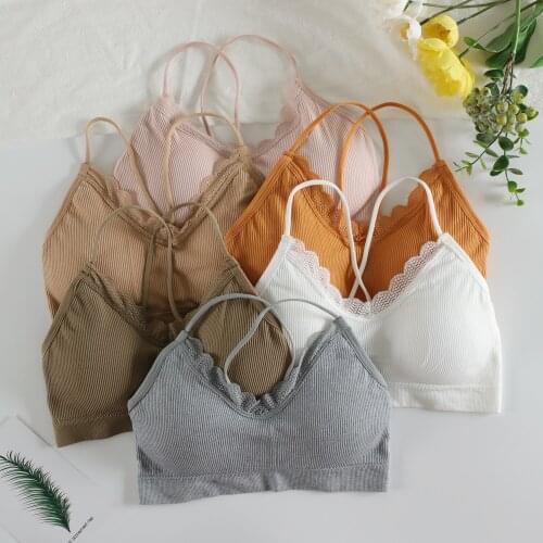 SVOKOR Lace Seamless Bras Women Underwear Sports Tube Top Gym Running Pad Bralette Fitness V-Neck Crop Top