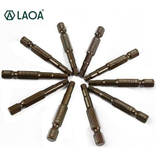 LAOA 10pcs S2 High Torque 60HRC Anti Slip Electric Screwdriver Bits Magnetic Accessory For Hex Screwdriver Bits Head Fasteners
