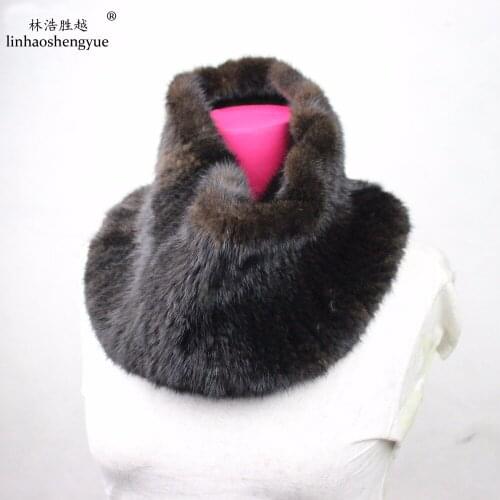 Linhaoshengyue Real Fur Mink Fur Scarf Unisex Fashion Warm Winter Warm Freeshipping