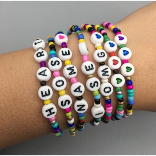 Fashion new custom Couple Letter Beads His and Her Bracelet Men Women Name Bracelets DIY Jewelry