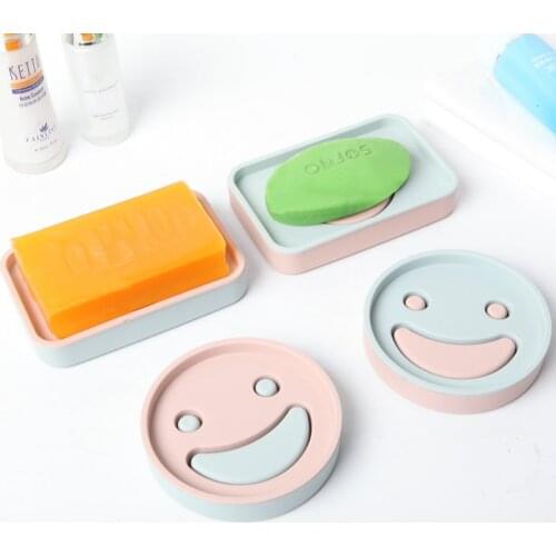 Cartoon smiling face double layers fashion Soap Box Bathroom Accessories