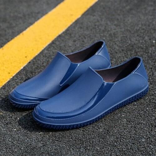 Rain Shoes Mens Low - Top Short Rain Boots Waterproof Shoes Non-slip Light Rubber Shoes Slip on Men Galoshes Trend Fishing Shoe
