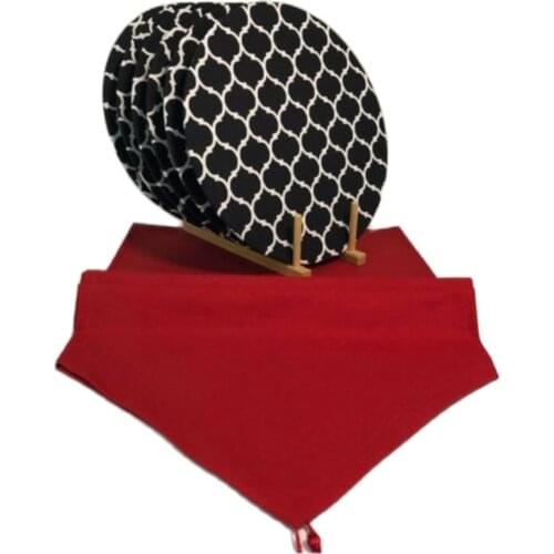 Black Moroccon Set Tableware Pad Placemat Table Mat Non-Slip Simple Placemats Disc Coaster Placemat for dinner7 pieces sale