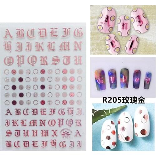 3D Stickers for Nails Self-adhesive Design Pink Russian Letter Circle Nail Art Decorations Decals Foil Wrap Manicure Accessories