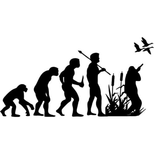 Car Stickers Duck Hunting Evolution Interesting PVC Car Decoration Accessories Stickers Creative Waterproof Black/white,16cm*8cm