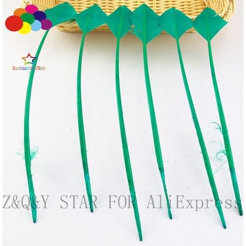 Natural 25-30CM Turkey Nest Forest Feather Scissors Tip Dye Hole Green DIY Craft Headdress Fitting Feather