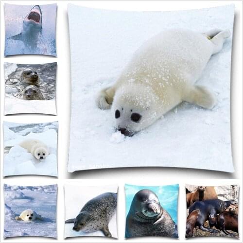 Sea Lions Cushion Covers Undersea World Pillow Cover Sofa Seat Decorative