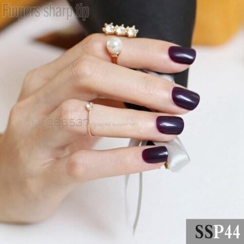 2017 new 24pcs false nails Deep Purple candy Gradient short paragraph round square head comfortable multicolor all wrapped SSP44