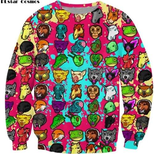 PLstar Cosmos 2018 New Fashion Sweatshirt Hotline Miami Cartoon 3D Print Crewneck Sweatshirt Mens Women Casual Pullovers
