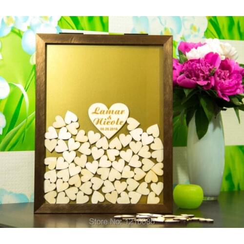 Personalize gold frame Wedding guest book alternative Rustic Guest book Wedding Drop Top Box baby shower Guestbook frames