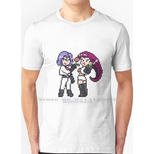 Pixel Team Rocket T Shirt 100% Pure Cotton Team Rocket Pixel Video Game Anime Jesse James Nintendo Case