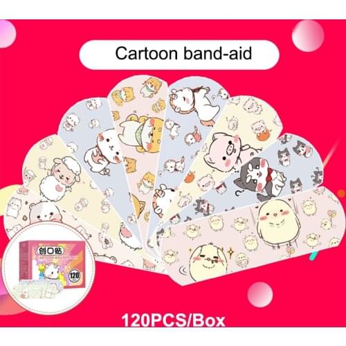 120PCS Cartoon Band-Aid Wound Plast Children Kids Hemostasis Adhesive Bandages Acne Band-aids Household First Aid supplies