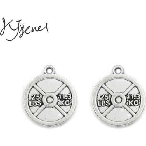 Antique Silver Plated 25LBS Dumbbells Charms Pendants Fit Jewelry Making Findings Accessories Diy Handmade 20mm