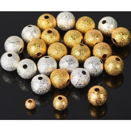 Gold Plated Color Round Hollow Matte Metal Brass 4mm 5mm 6mm 8mm 10mm Loose Spacer Beads lot for Jewelry Making DIY Crafts