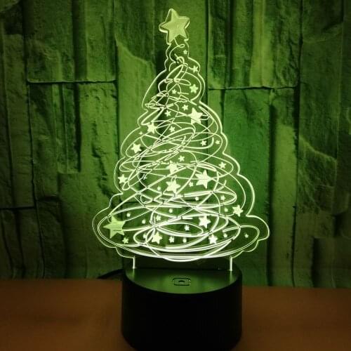 Christmas Gift 3d Lamp Seven Colours Remote Control Touch 3d Table Lamps Creative Christmas Tree Crack Table Lamp