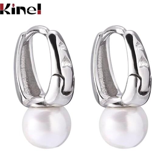 Kinel 100% Pure 925 Sterling Silver Jewelry pearl Earrings for Women Luxury Engagement Statement Bijoux